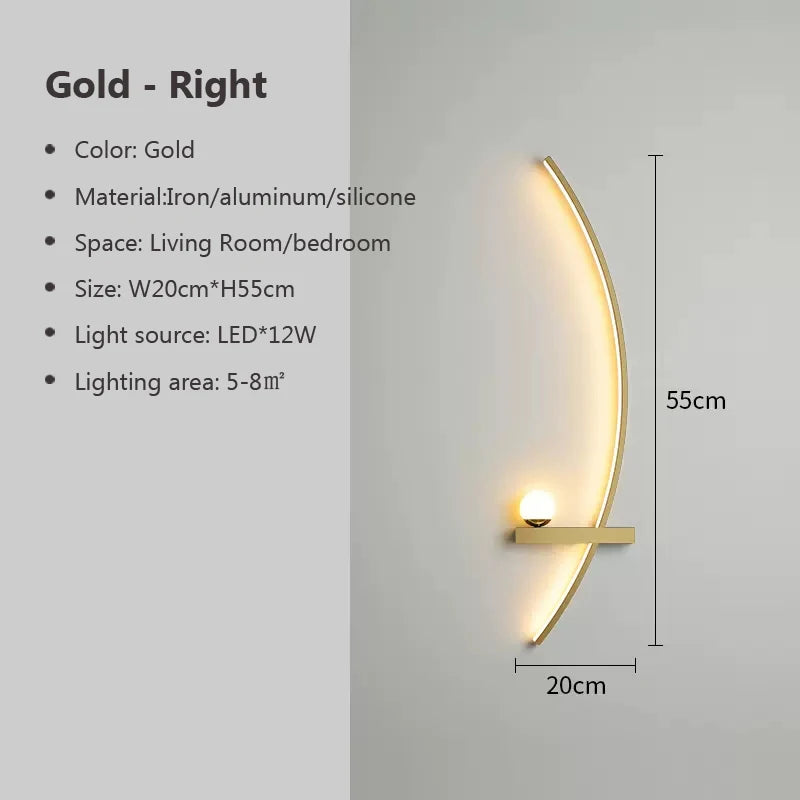 Modern LED Wall Lamp Minimalist Black Gold Decorative Wall Sconce for Bedroom Bedside Study Home Indoor Lighting Lusters Lights