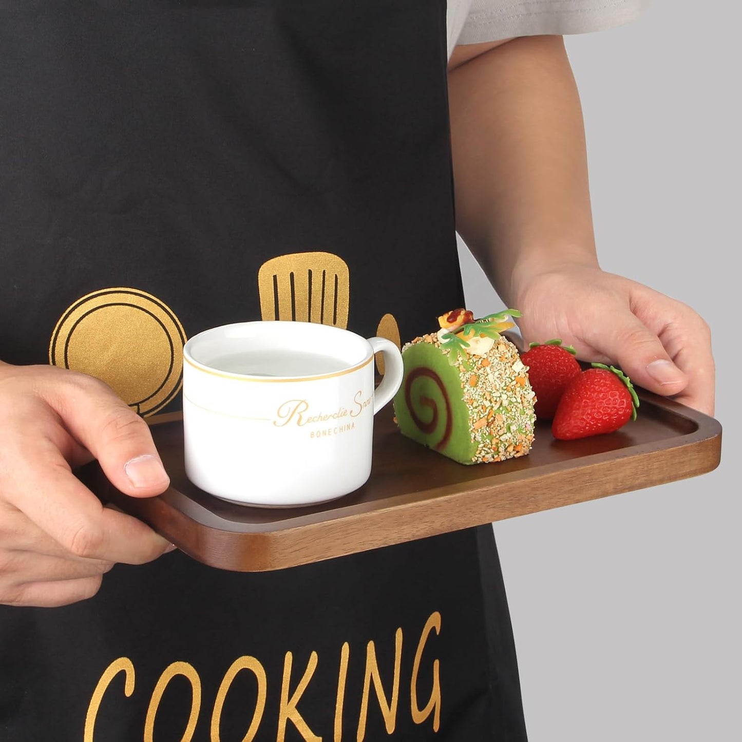 Small Wooden Platters Rectangle Mini Charcuterie Boards Acacia Wood Serving Trays Home Decor Cheese Board Cake Appetizer Plates Kitchen Charcuterie Platter for Food Dish Rectangular Dessert Snack Tray