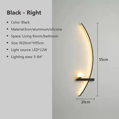 Modern LED Wall Lamp Minimalist Black Gold Decorative Wall Sconce for Bedroom Bedside Study Home Indoor Lighting Lusters Lights