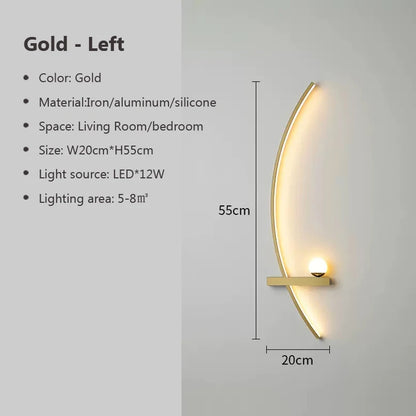 Modern LED Wall Lamp Minimalist Black Gold Decorative Wall Sconce for Bedroom Bedside Study Home Indoor Lighting Lusters Lights