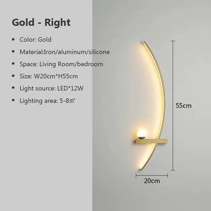 Modern LED Wall Lamp Minimalist Black Gold Decorative Wall Sconce for Bedroom Bedside Study Home Indoor Lighting Lusters Lights