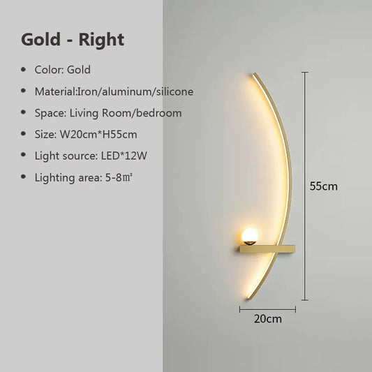 Modern LED Wall Lamp Minimalist Black Gold Decorative Wall Sconce for Bedroom Bedside Study Home Indoor Lighting Lusters Lights