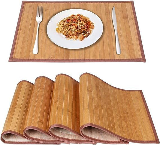 Placemats Set of 4 for Dining Table, Bamboo Place Mats for Kitchen Table Decor, Table Mats Heat Resistant & Non-Slip for Indoor/Outdoor Party, Table Placemats Set of 4 for Dinner Table 11.5*17.5 Inch